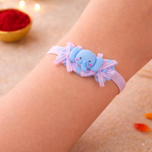 Image of CraftVatika Rakhi for Kids Brother, Rakhi Set of 1 for Brother Boys Kids, Cute Elephant Designer rakhis for Children Toddlers, Rakshabandhan Combo with Wishes Card Tilakk, Rakhies for Little Brother