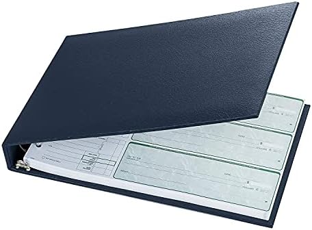 Executive 7 Ring Check Binder, 500 Check Capacity, for 9x13 Inch Sheets, with 6 Year Calendar Organizer, Sleek Business Design, Premium Quality - Navy Color (11705)
