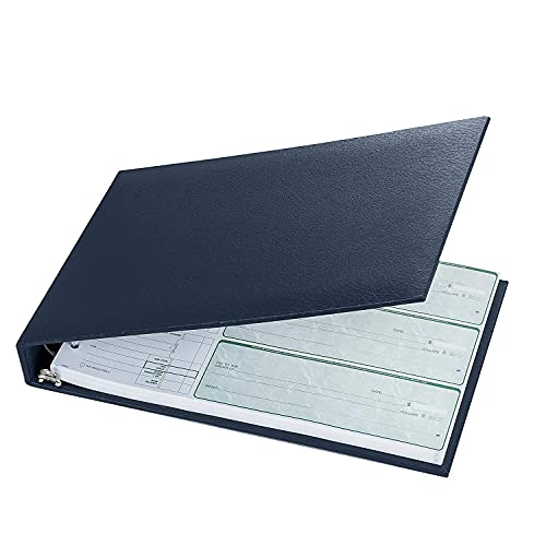 Executive 7 Ring Check Binder, 500 Check Capacity, for 9x13 Inch Sheets, with 6 Year Calendar Organizer, Sleek Business Design, Premium Quality - Navy Color (11705)