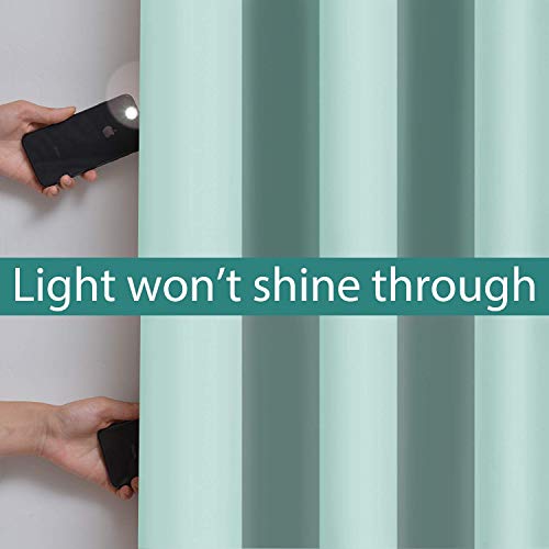 Image of Yakamok 2 Thick Layers Completely Blackout Window Treatment Thermal Insulated Noise Reducing Drapes for Living Room(52Wx96L, Aqua, 2 Panels)