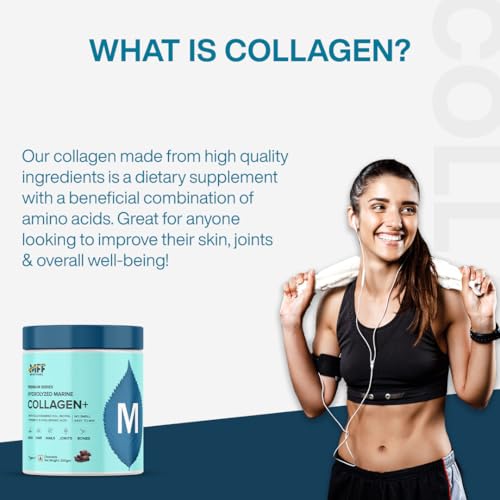 Image of MyFitFuel Hydrolyzed Beauty Marine Collagen Peptides (400gm, Mango) with Biotin, Hyaluronic Acid, Zinc, Vitamin C & Glucosamine | For Skin, Hair, Nails & Joints
