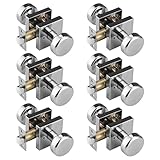 STARPY 6 Pack Polished Chrome Door Knobs with Square Rosette, Interior Door Handles for Bath & Bed, Heavy Duty Door Knob with Lock