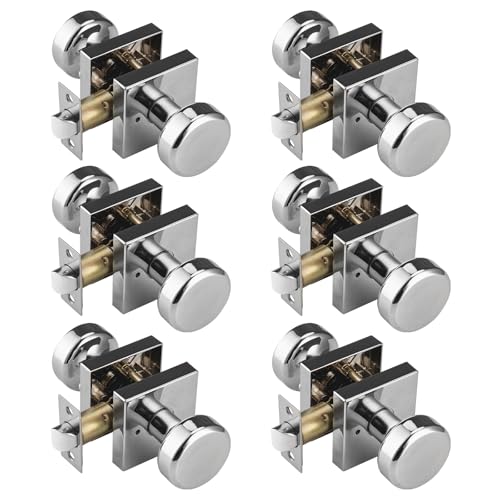Polished Chrome 6 Pack Door Knobs with Square Rosette