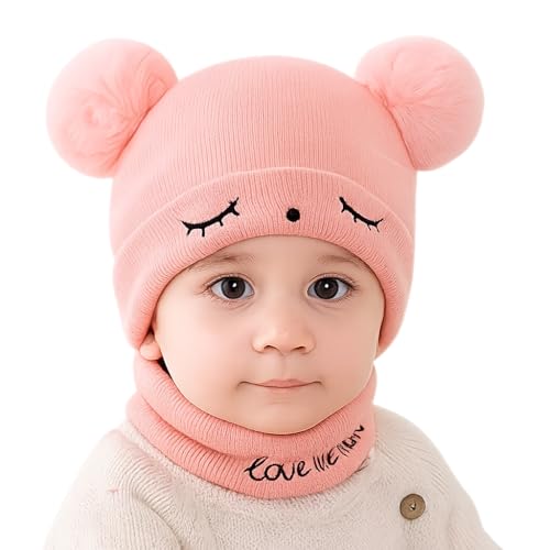 Image of F Y V Baby Kids Winter Beanie Cap with Warm Knitted Woollen Fur Lined Hat for Boys and Girls Age 1 to 6 Years Soft Stretchable Winter Cap Ear Cover