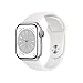 Produktbild Apple Watch Series 8 (GPS + Cellular, 41mm) Smartwatch - Aluminiumgehäuse Silber, Sportarmband Weiß - Regular. Fitnesstracker, Blutsauerstoffund EKGApps, Always-On Retina Display, Wasserschutz