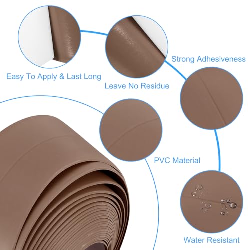 Image of uxcell Waterproof Seal Caulk Strip Tape Self Adhesive, 1pcs 10.5 Ft L x 1.5 inch W PVC Sealing Tape Caulking Tape for Kitchen Countertop, Bathroom, Toilet, Bathtub Floor Wall Corner, Brown
