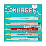 Jxueych Funny Nurse Pens Set - 5 Pcs Humorous Quotes Pens with Nurse-Themed Paper, Nurses Week Gifts for Women, Medical Professionals, Appreciation Presents for Coworkers