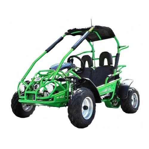 TRAILMASTER Mid XRX/R - Deluxe Go Kart Buggy with Reverse, Full roll cage and Safety Harness, Ages 10 and up, 196 CC Electric Start. (Green)