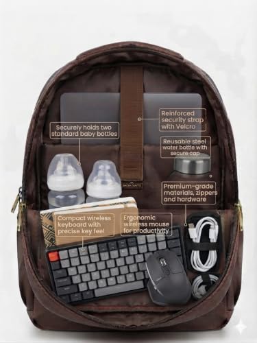 Image of Laptop Backpack for Men & Women, Brown Faux Office Travel Bag, 40L