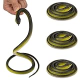 HATOFF 4 Pcs 31.5' Realistic Rubber Snake Toy Fake Snake Toy for Prank, Garden Props to Keep Birds Away, Gag Gift for Halloween April Fool's Day