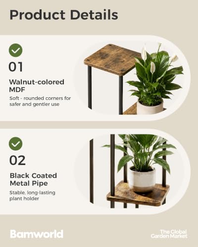 Image of Bamworld Plant Stand Indoor Corner Plant Shelf for Multiple Plants