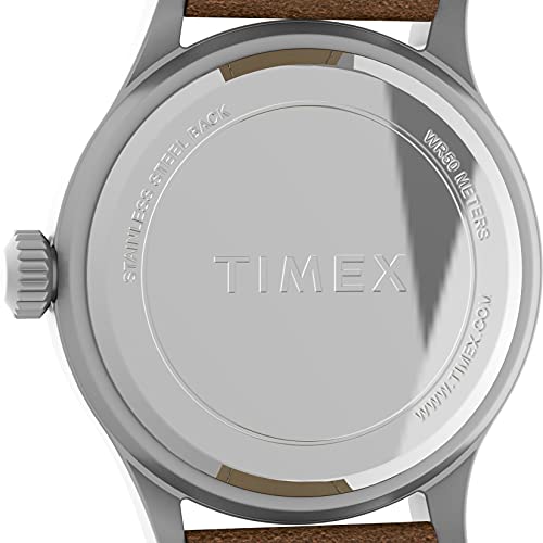 Timex Men's Expedition Scout 40mm Watch – Silver-Tone Case Green Dial with Brown Leather Strap by Timex - Used condition - Image 3