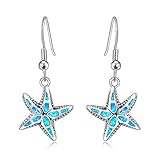 CiNily Opal Earrings for Women Starfish Star Dangle Drop Earrings Blue Fire Opal Jewelry Ocean Sea Gemstone Earrings