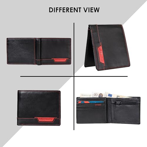 Genuine Leather Made Bi-Fold Casual, Formal, Party, Travel RFID Protected Wallet for Men-Black, Black And Red, Carry On 20 Inch, Contemporary4