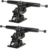 Huacozy ANTWHEEL Sidewinder II Longboard/Skateboard/Surf Skateboard Schwarz Skateboard Double Kingpin Trucks (2er Set) (17,8 cm Aufhänger, 24,7 cm Achse)