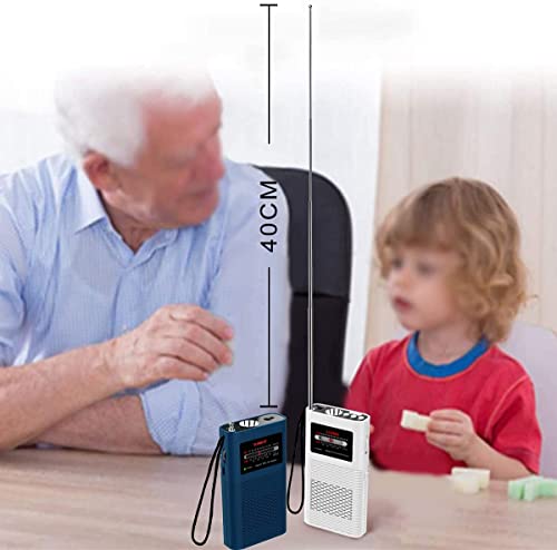 Portable Pocket Am Fm Transistor Radio Powerful Flashlight Powered By 1500Mah Battery (Included),Ultra-Long Antenna Best Reception Best Sound Quality (Blue) #TOP4