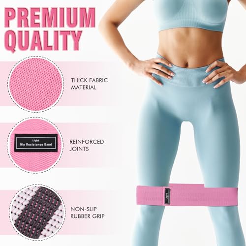 Image of 12 Pcs Fabric Resistance Bands for Working Out Non-Slip Booty Exercise Loop Bands for Women Men Glutes Hip Thigh Butt Yoga Pilates Fitness Gym, Light Medium Heavy