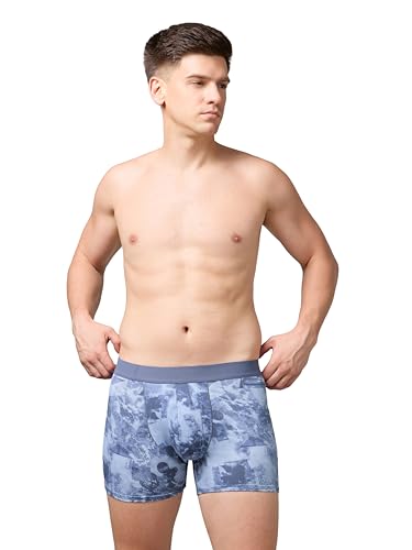 Image of TECHNOSPORT Men's Colorblock Trunks Underwear with ElastoLITE 4 Way Stretch Lightweight Breathable Moisture Wicking Soft Anti Odour Anti Microbial Comfort Fit Boxer Briefs Innerwear for Men
