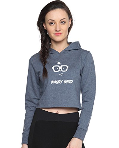 Campus Sutra Sudaderas con capucha de manga completa estampada para mujer, azul, talla 10