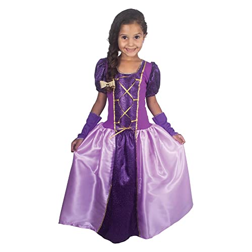 Fantasia Vestido Princesa Rapunzel Longo Infantil Com Luvas (G (6 a 8 Anos))