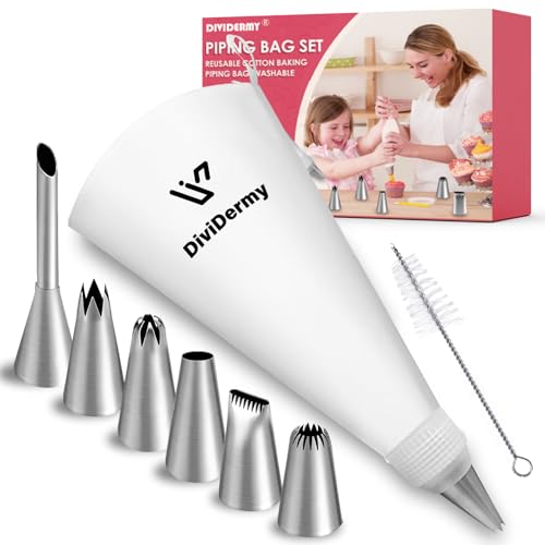 9 Pezzi Kit per Sac a Poche, Sac a Poche per Dolci, Saccapoche Professionale, Saccapoche Riutilizzabile, Con Adattatori e Spazzolini, Adatto per Cupcakes Biscotto Accessor