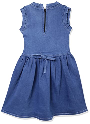 Image of MUHURATAM Girl's Denim Skater Knee-Length Dress