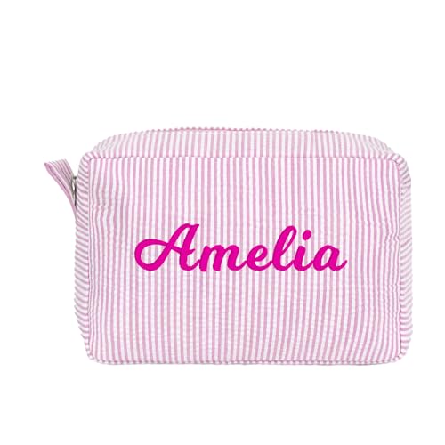 Personalized Seersucker Toiletry Bag for Women
