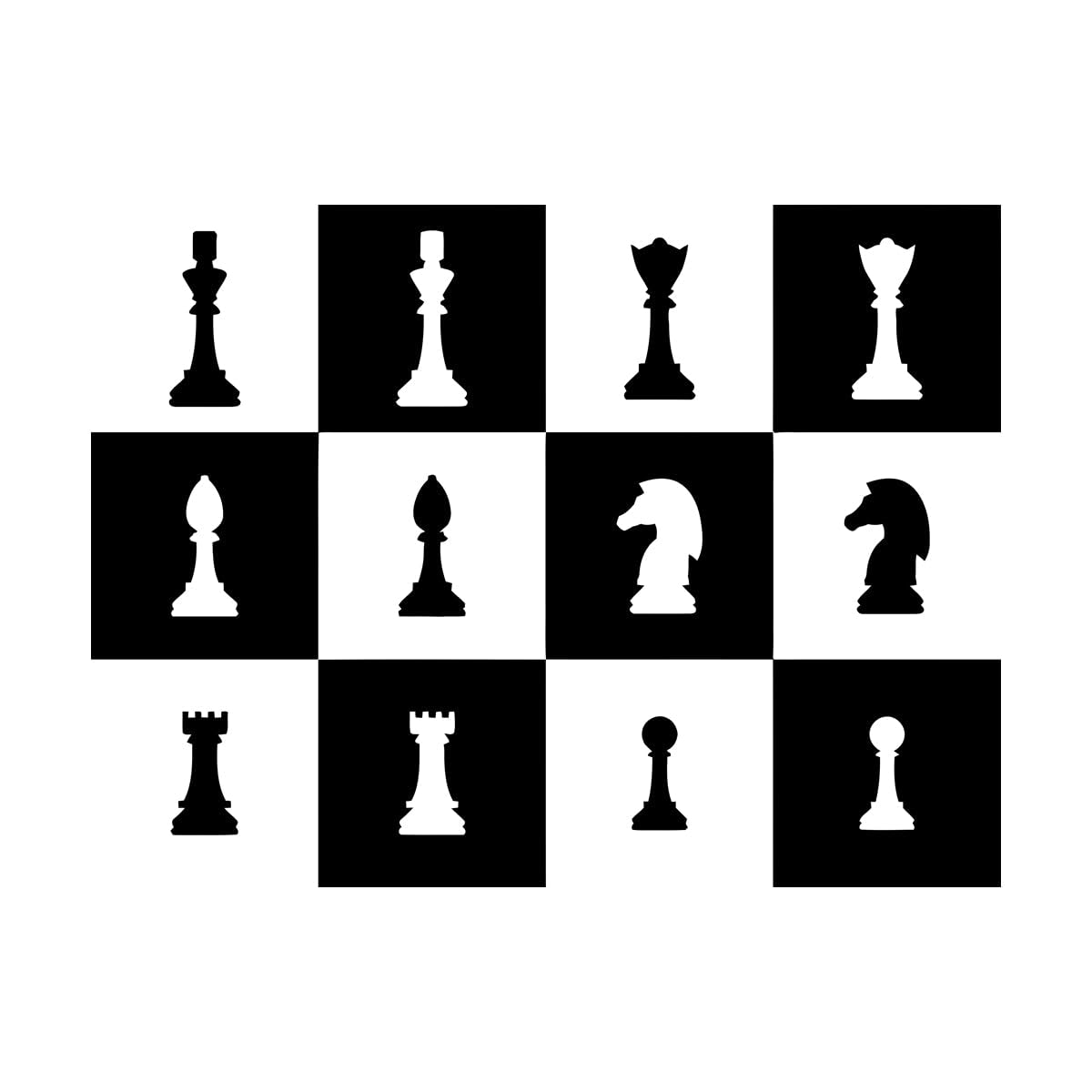 Zooan Vinyl Art Stickers Zz1782 Mural And Wall Vinyl Decal Chessmen Chess Game Club Chessboard 54X72.2cm Self Adhesive Large Black