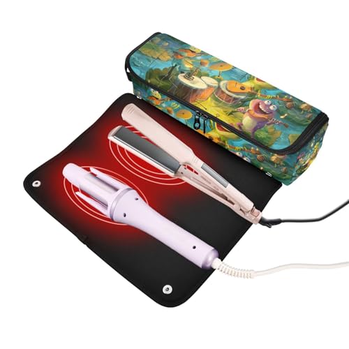 Estuche de viaje 2 en 1 para planchas y rizadores con almohadilla resistente al calor y doble capa para transportar planchas y rizadores miniatura 2