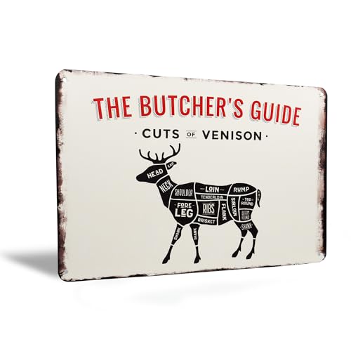 Vintage Venison Meat Cuts Sign – Rustic Metal Wall Decor,