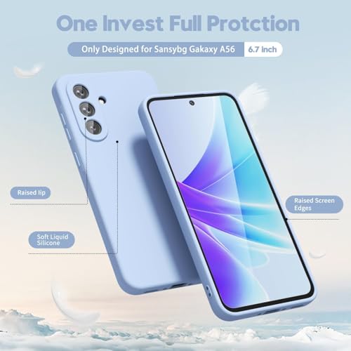 Image of Elzzi Microfiber Candy Case for Samsung A56 5G Smooth Touch Cushion Liquid Soft Silicone Gel Rubber Phone Cases Non-Slip Full Body Protective Shockproof Back Cover - Carolina