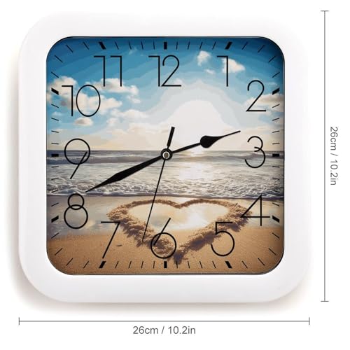 Horloge murale rétro silencieuse forme cœur carrée - 3