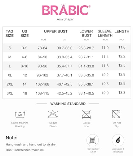 BRABIC Sutiã modelador feminino de compressão de braço pós-cirurgia com fechamento frontal, Preto, P
