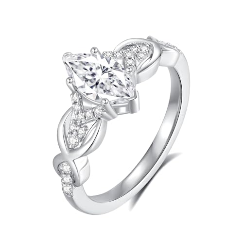 1 CT Marquise Cut Moissanite Engagement Ring For Women Ring 18K White Glod Plated S925 Sterling Silver Women Ring Jewelry2