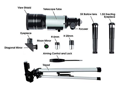 Telescopio Refractor Astronómico 70mm con Trípode Ajustable miniatura 5