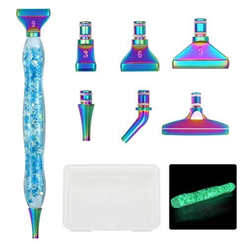 Cyleibe Diamond Painting Zubehör Stift Set, 6 Styles 5d Drill Pen Ersatzköpfe Farbe Metal Pen Tip für Diamond Painting Pen, im Dunkeln leuchtende Diamantkunststifte