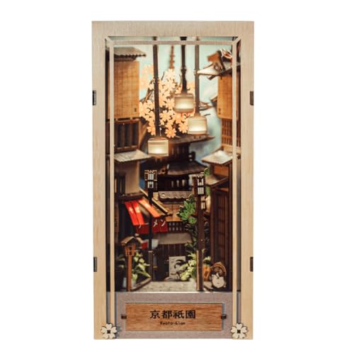 ANAVRIN Book Nook Kit Kyoto Gion &ndash; DIY 3D Wooden Booknook for Adults, Teens and Book Lovers...