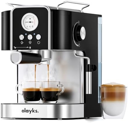 olayks. Professional 20-Bar Espresso Coffee Maker, Semi-Automatic with Steam Wand Milk Frother, All-in-One Machine with 1.8L Removable Tank for Latte Cappuccino, Easy Clean