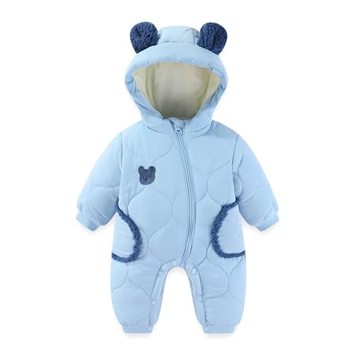 JiAmy Mono Invierno Bebé Niño Niña, Adorables Orejitas de Oso Buzo, Diseño con Cremallera y Botón Ropa Bebé Invierno 12-18 meses