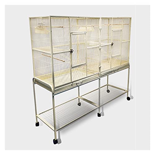 DLAZUM Jaula para pájaros apilable Dividida de Hierro para cría, Jaula para pájaros, casa para periquitos con Soporte rodante para Canarios, cacatúas, agapornis, pinzones, periquitos, Loros pequeño
