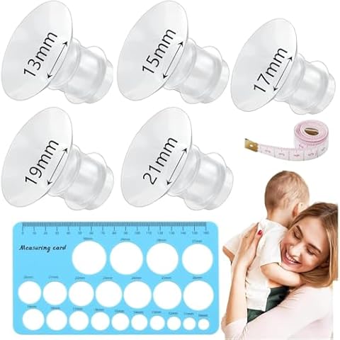 Silicone Flange Insert 13/15/17/19/21 mm, Flange Measurement Tool, Breast Pump Flange Insert Compatible with Medela, Momcozy, Spectra Flange Reduce Cover