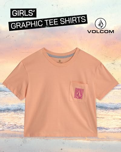 Image of Volcom Girls Shirts - Casual Crewneck Short Sleeve Graphic Tee Trendy Tops - Breathable Girls Summer Clothes
