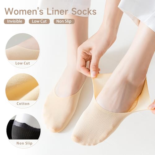 Caudblor Women's Thin No Show Low Cut Liners Socks for Loafer Flats Invisible Hidden Breathable Non Slip 6 Pairs2
