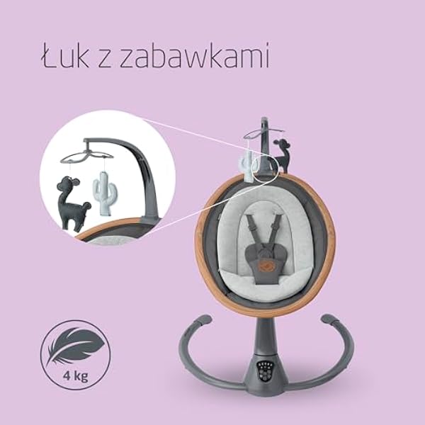 Maxi-Cosi Cassia — электрическая качалка для младенцев, 0–6 мес., макс. 9 кг, качалка-лежак, 12 мелодий, поворот сиденья на 360°, автоматическое обнаружение движения, 5 скоростей, 2 положения наклона, цвет Essential Graphite