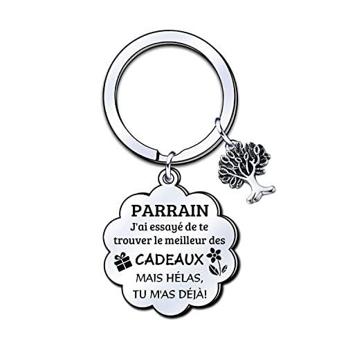 LUODAN Parrain Porte-clés Cadeau,Porte-clés de de Parrain,Cadeau de fête des pères,Cadeaux d'anniversaire,Cadeaux de Famille,Cadeaux de Noël