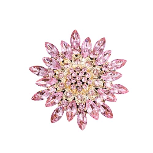 Image of Sunflower Rhinestone Brooch for Women Daisy Brooch Pins with Crystal Flower Accessory Pins Jewelry Birthday Gift Colorful Crystal Sunflower Brooch Pin for Dress Hat Decoration