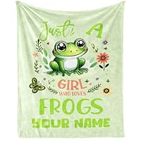 Custom Frog Blanket - Soft Flannel Throw for Girls Boys Kids and Frog Lovers - Warm All-Season Lap, Chair, Sofa Blanket - 50\"x40\"