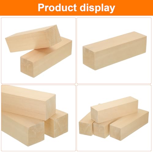 QUARKZMAN 4 Stücke Basswood Schnitzblock, 1,6x1,6x6 Quadratische Holzdübel Blöcke Holzstücke für DIY, Kunstdekoration, Handwerk Schnitzen, Handgeschnitzt