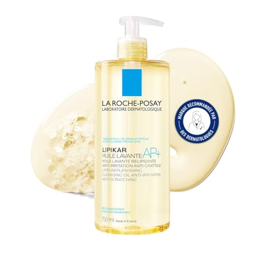 La Roche-Posay, Lipikar, Huile Lavante AP+ Relipidante Anti-Irritations, Hydrate & Apaise, Enrichi en Beurre de Karité, Pour Peaux Sèches à Tendance à l'Eczéma Atopique, 750 ml