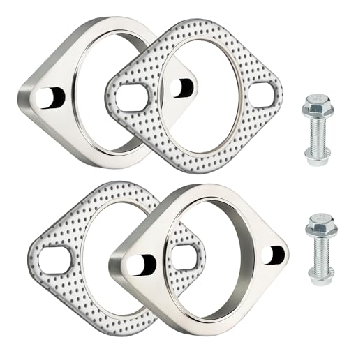 EVIL ENERGY 2.5 Inch 2 Bolt Exhaust Flange Connection Kit, Stainless Steel Exhaust Flange and Gasket Set with Bolts and Nuts, Exhaust Flanges with Flange Edge for Easier Welding, 2 PCS